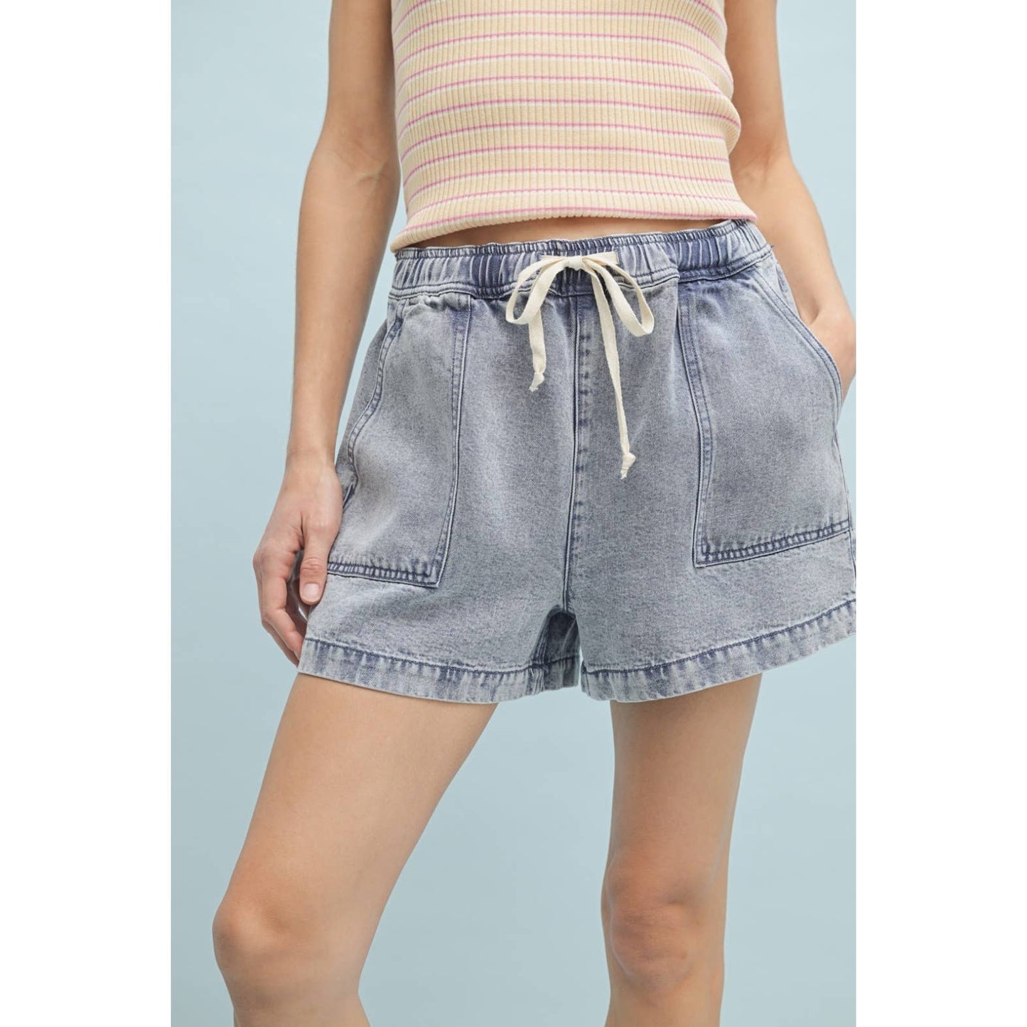 drawstring denim shorts