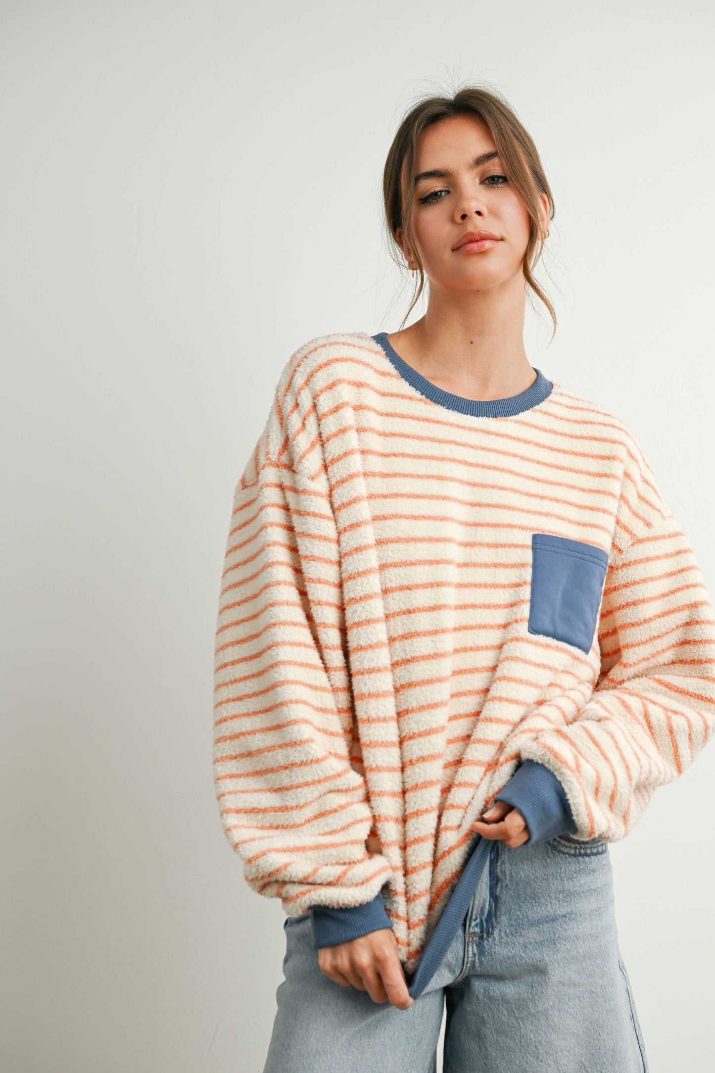 striped oversized crewneck
