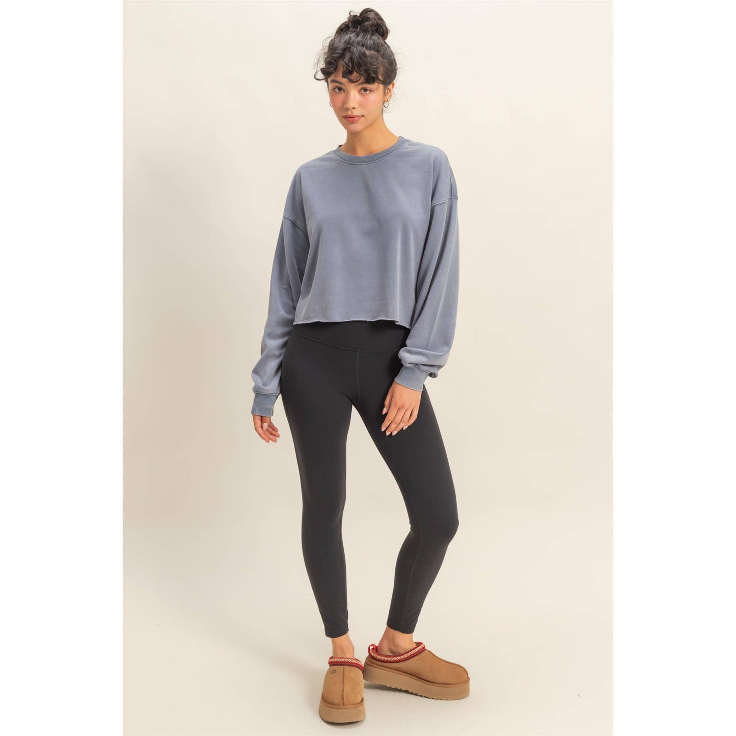 mineral washed blue crewneck