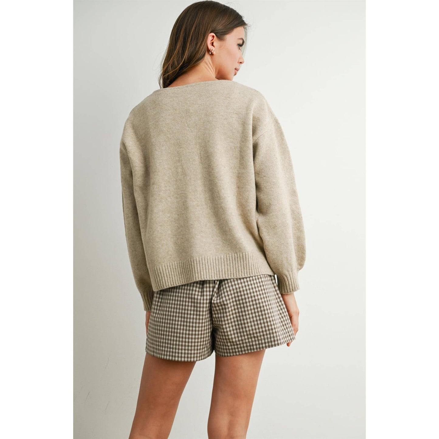 taupe bow tie cardigan