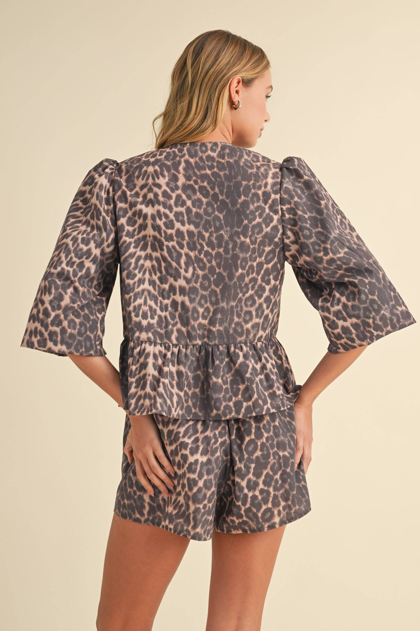 leopard peplum set