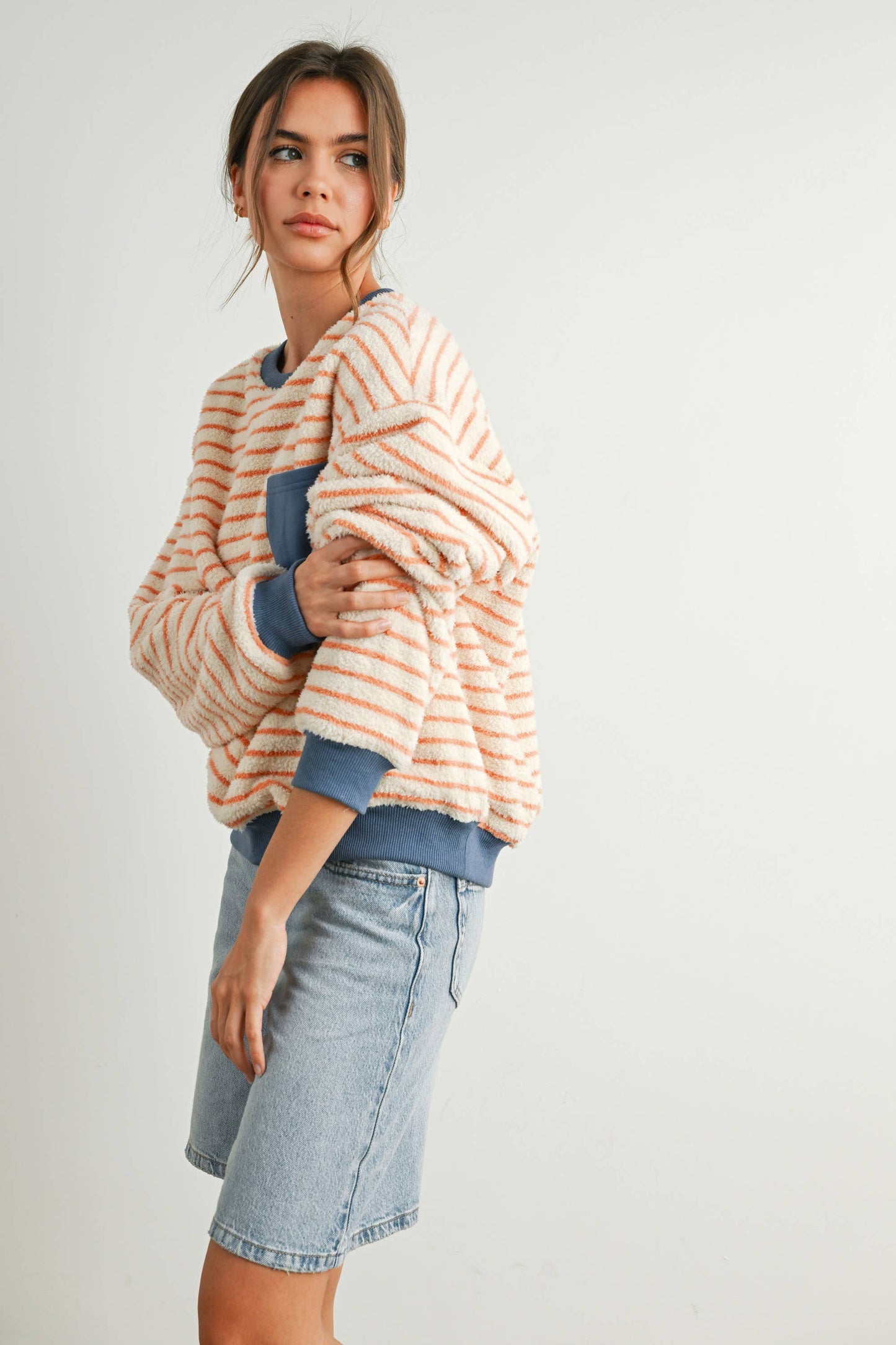 striped oversized crewneck