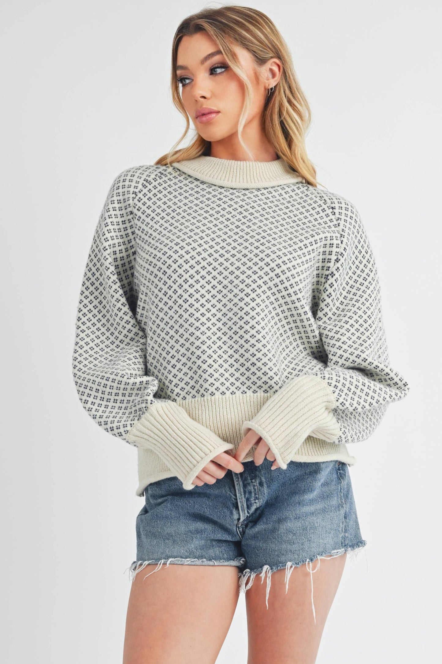 ivory stitched pullover