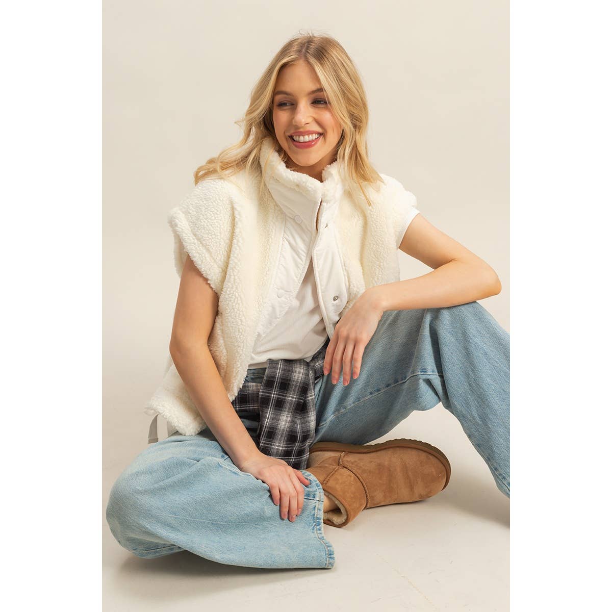 ivory sherpa vest