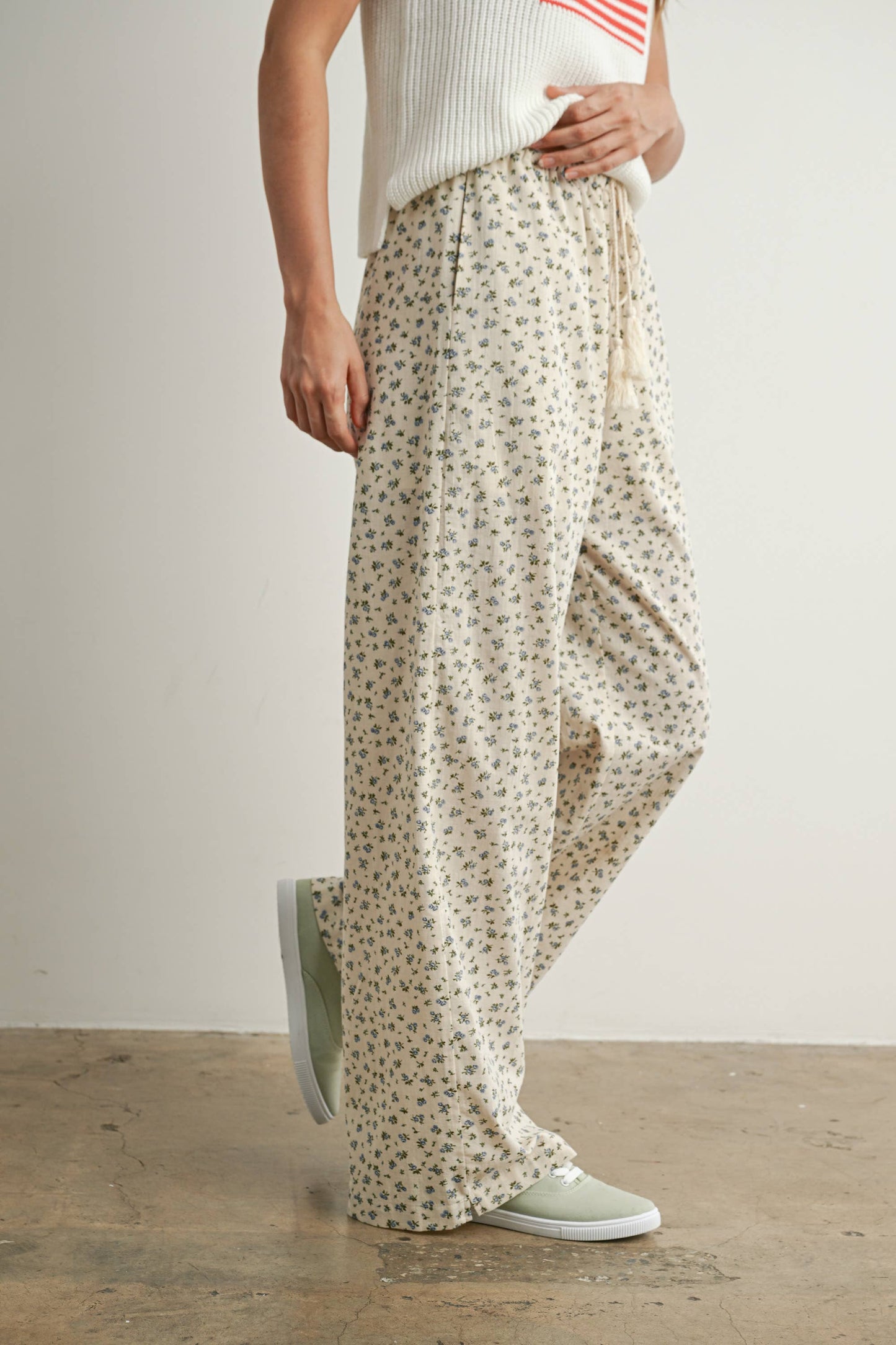 drawstring floral pants