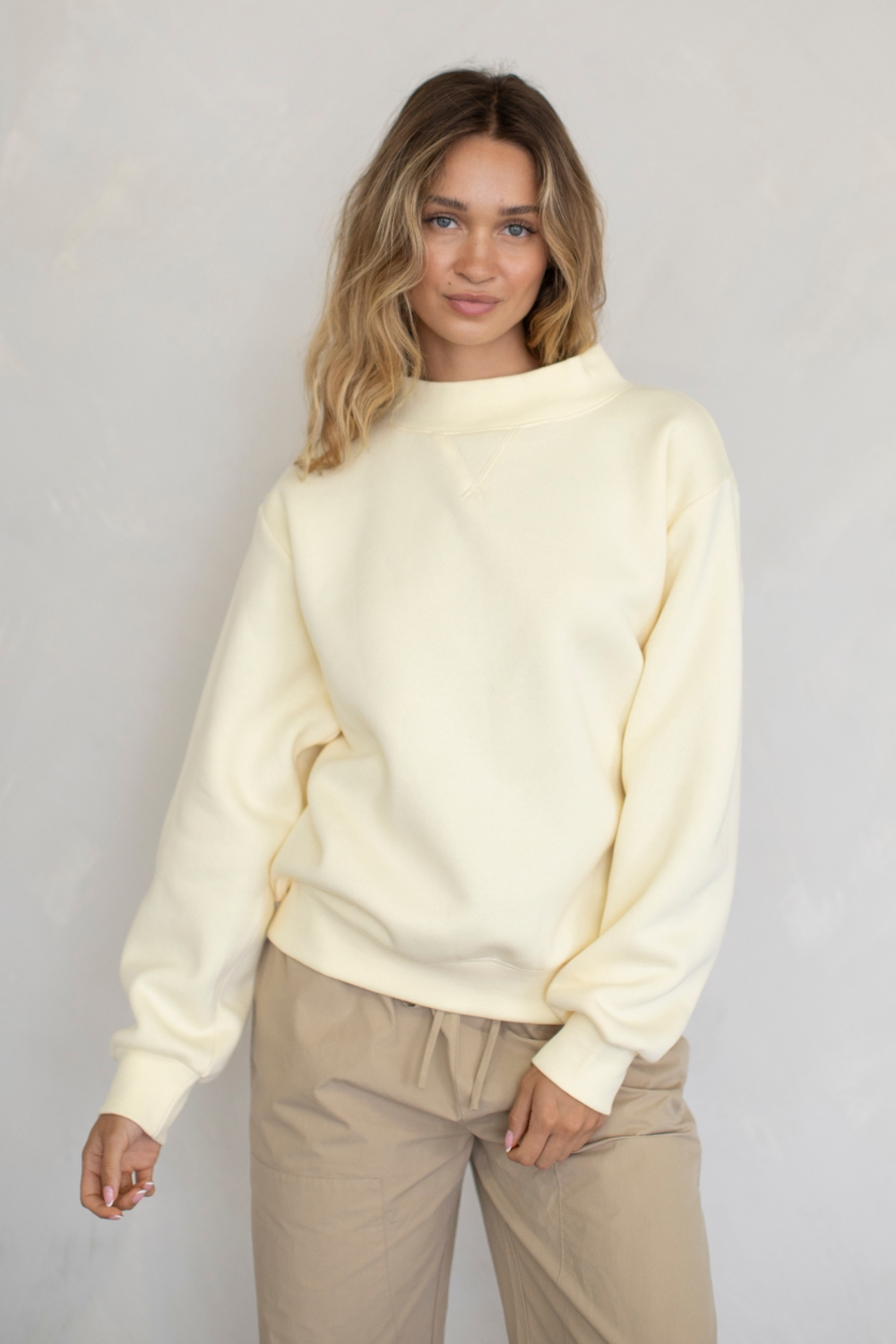 yellow mock neck
