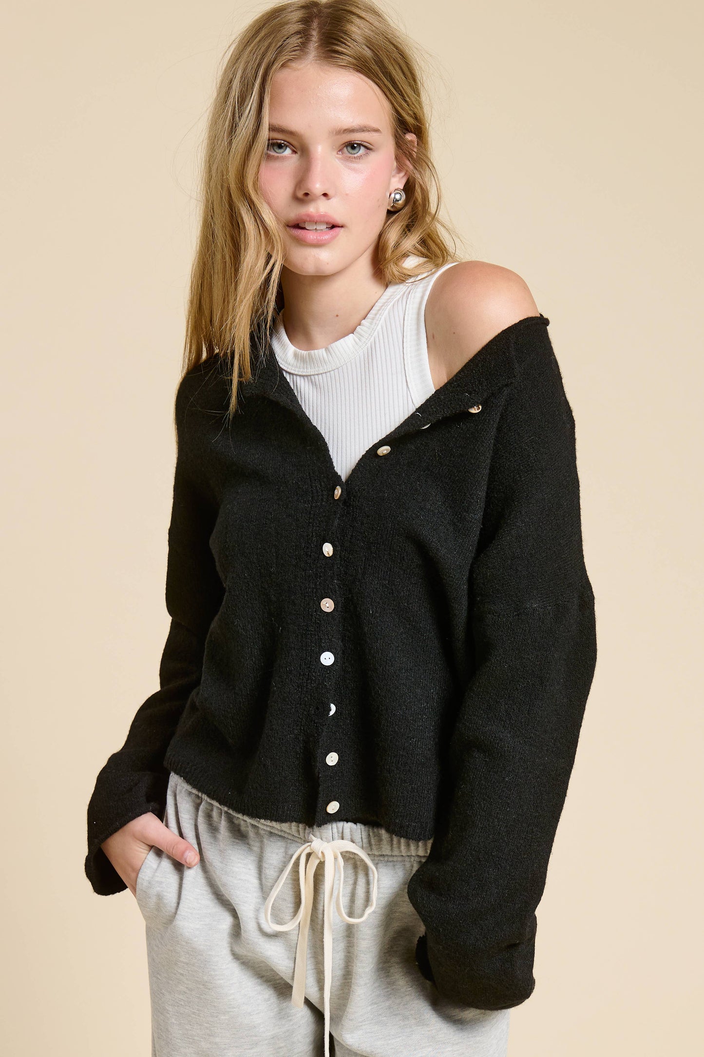 black button down cardigan