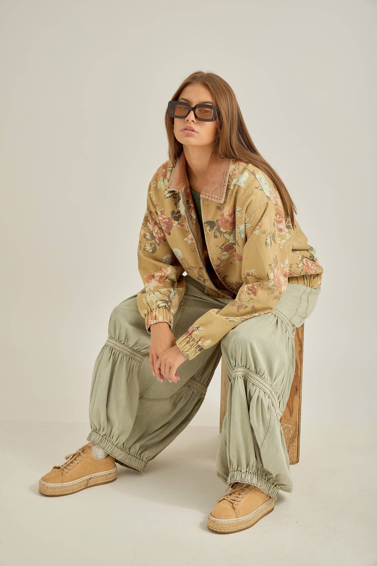 wild floral zip-up jacket