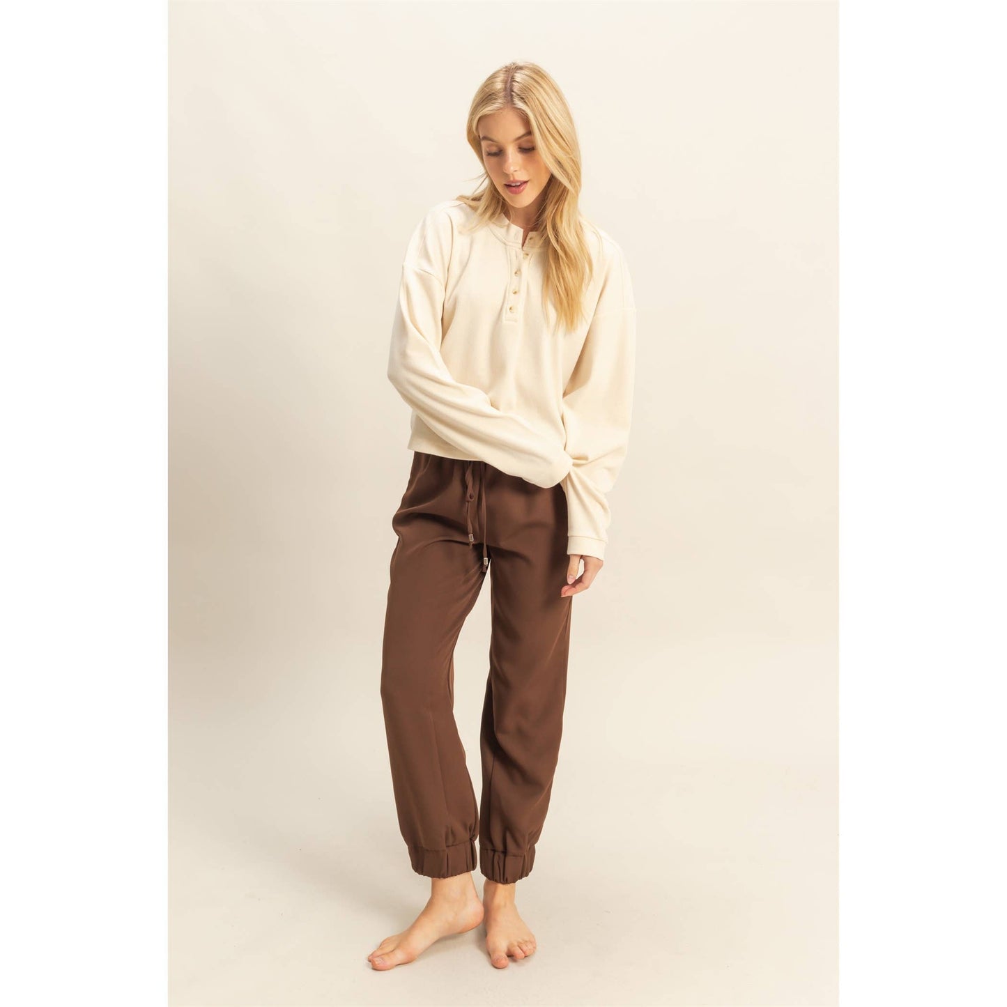 mineral washed long-sleeve henley top