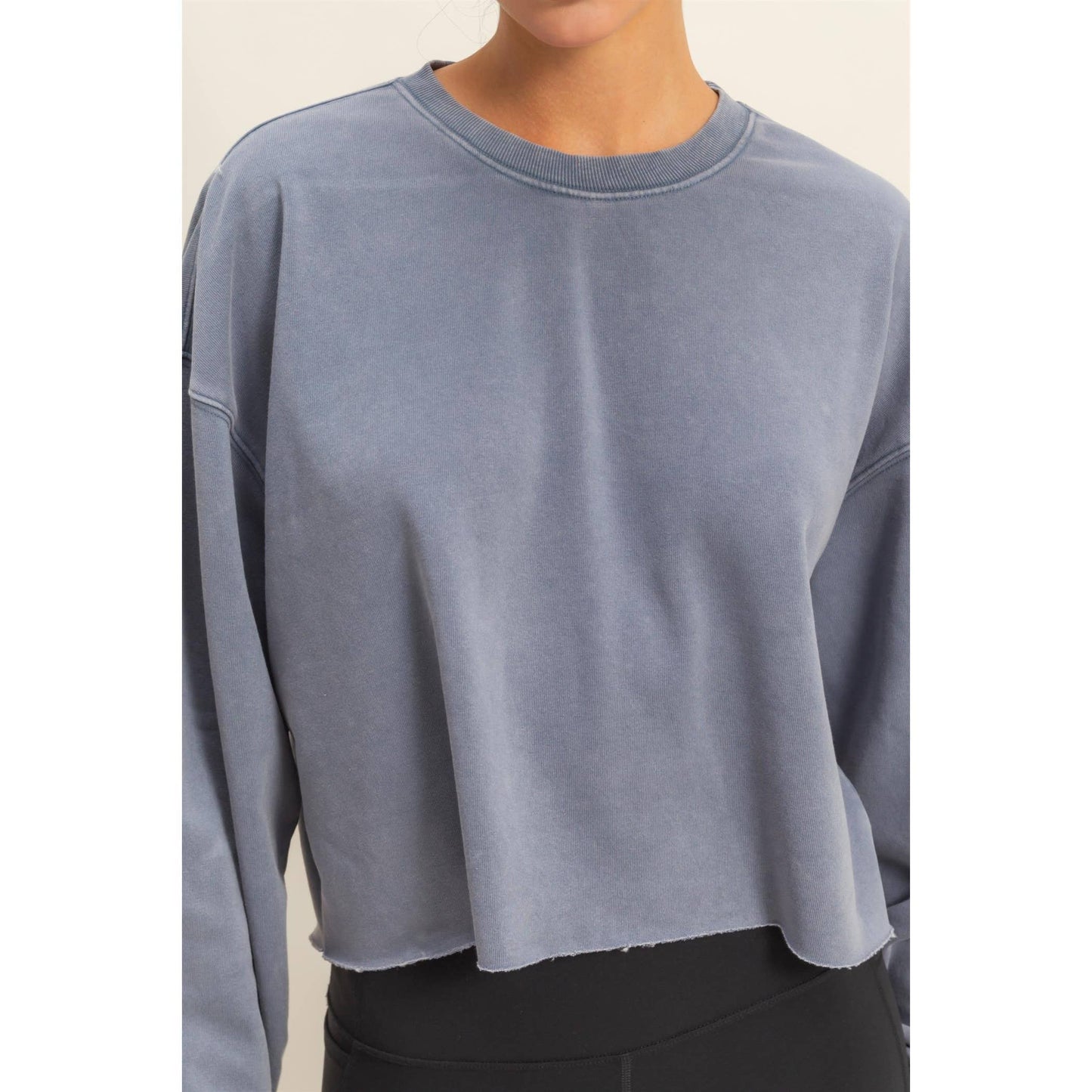mineral washed blue crewneck