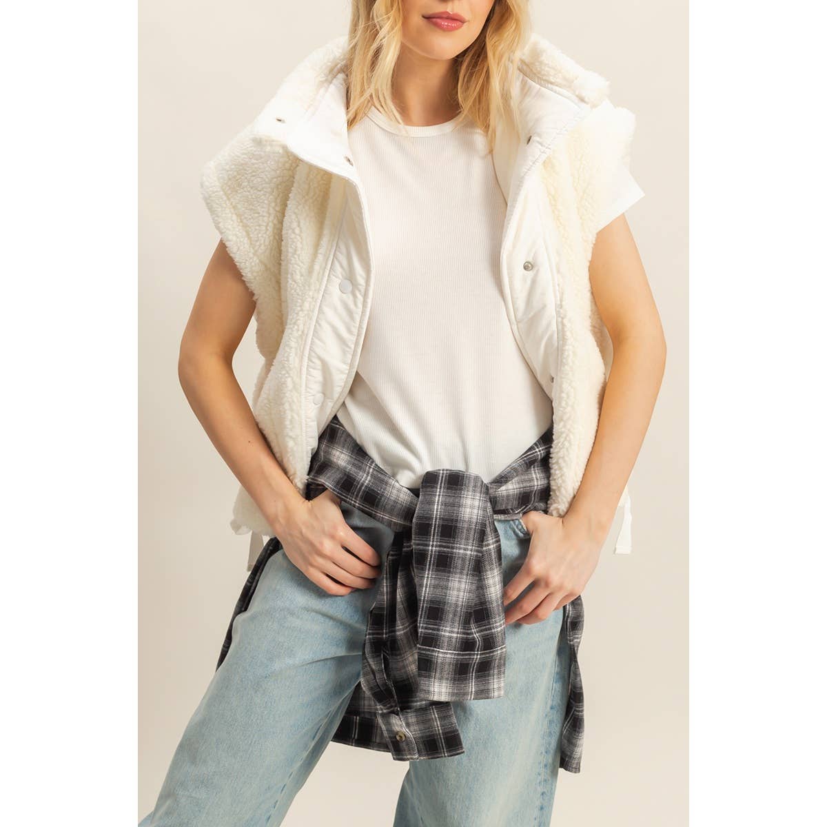 ivory sherpa vest