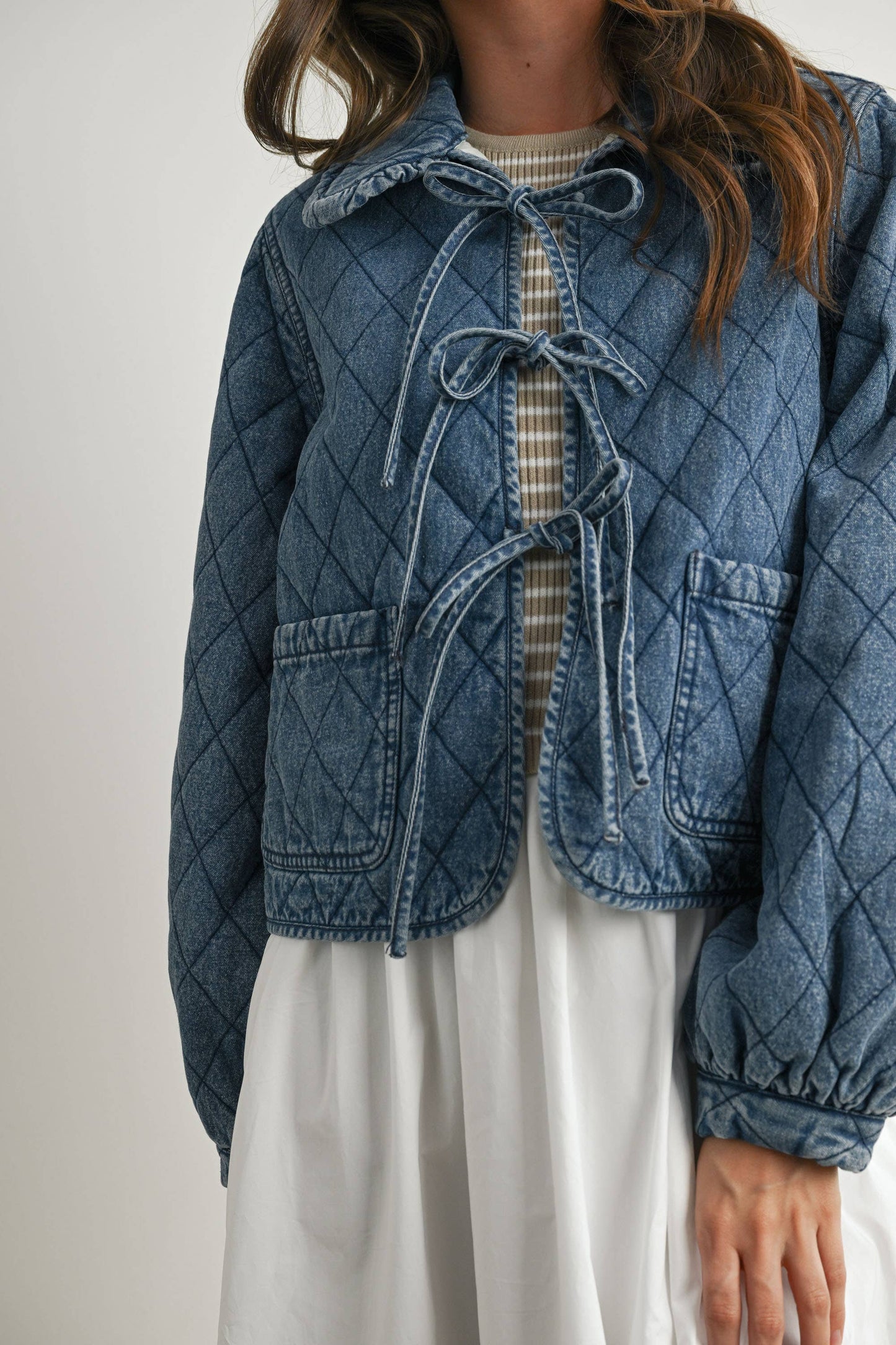 quilted tie-front jacket