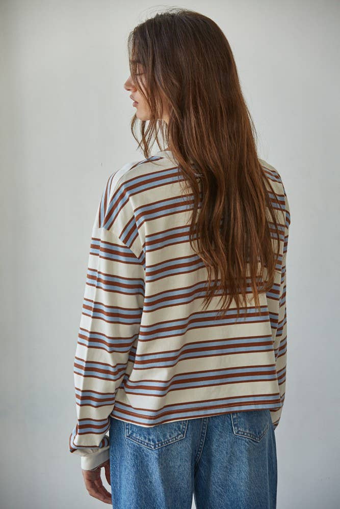 oversized camel striped pullover