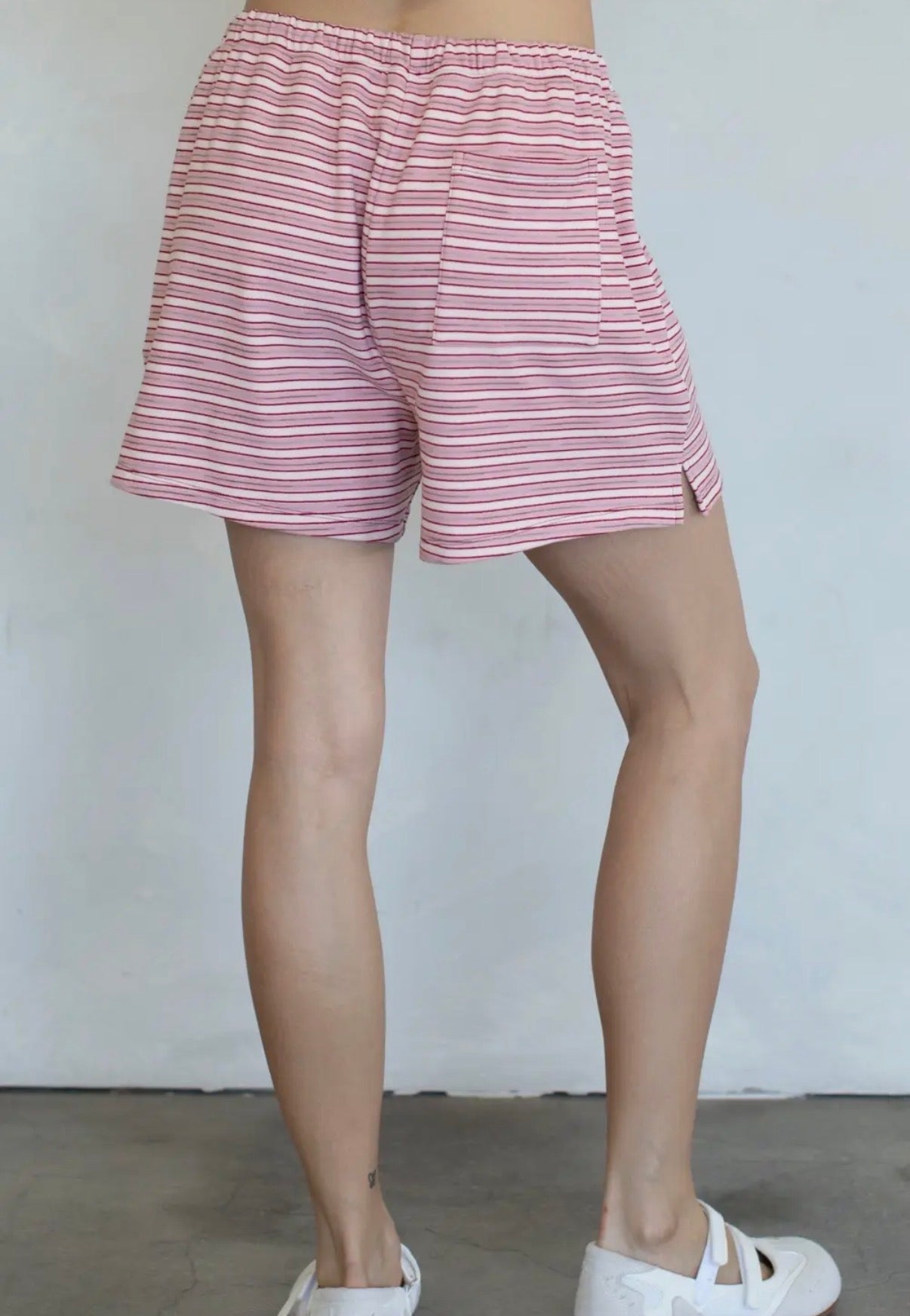 berry striped shorts