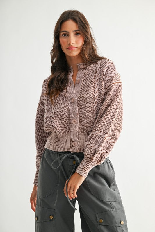 brown waffle button up