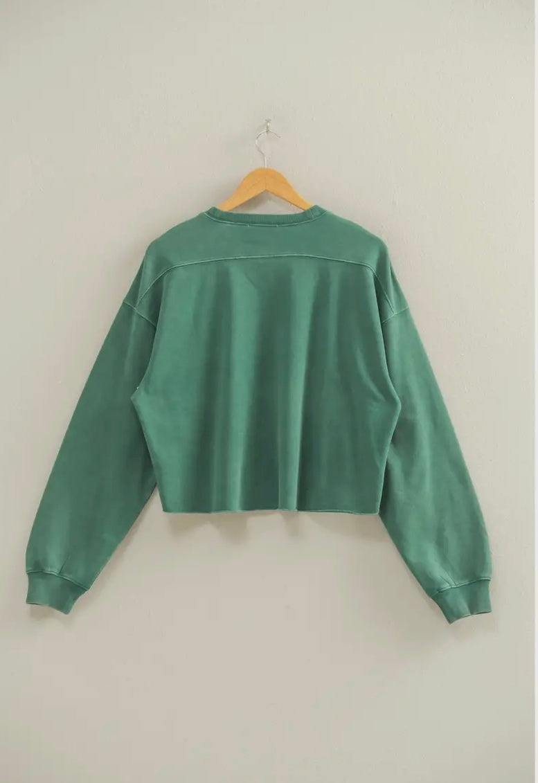 forest green mineral wash crewneck