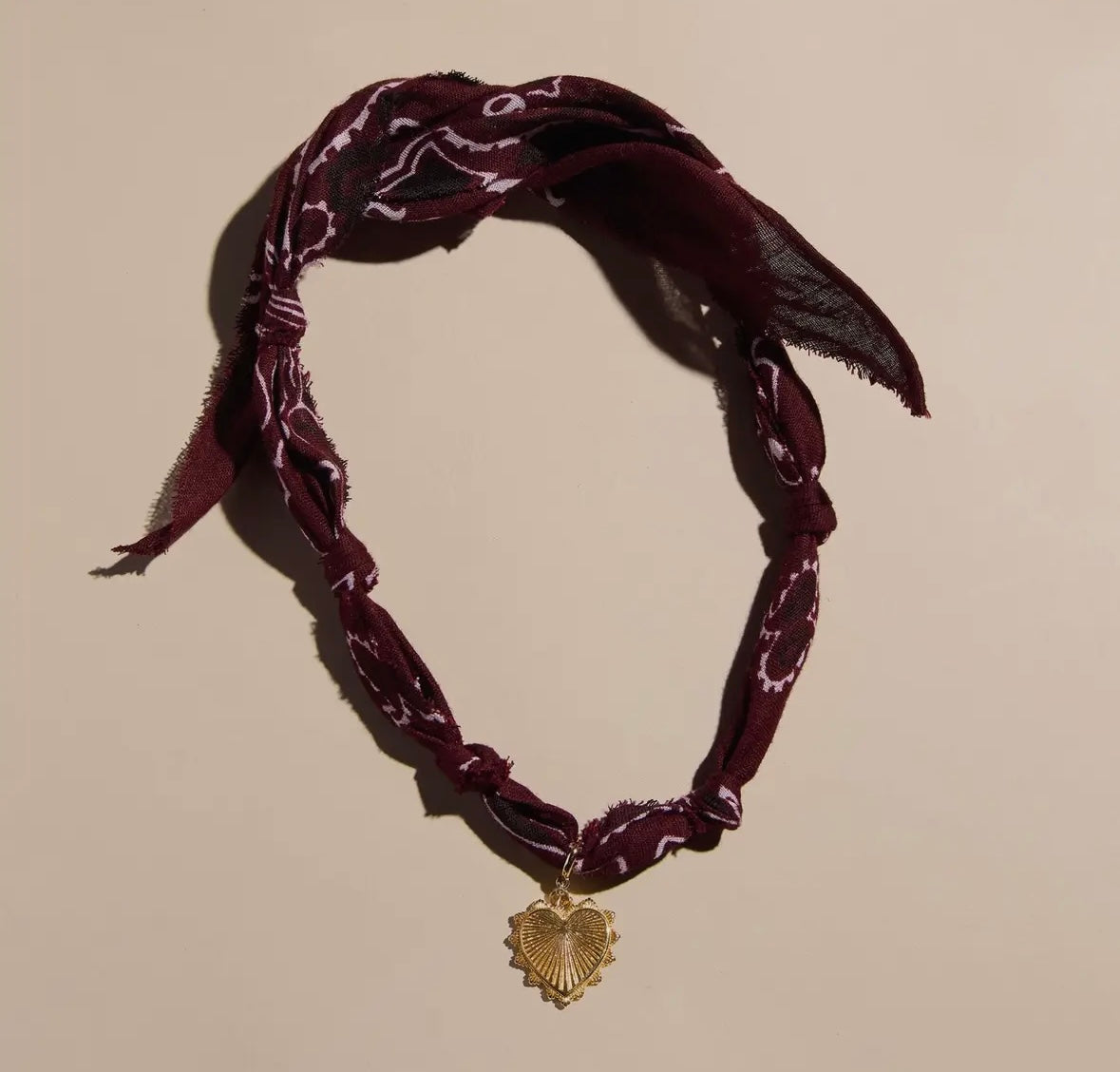 burgundy sunburst bandanna necklace