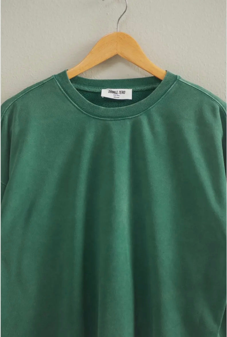 forest green mineral wash crewneck