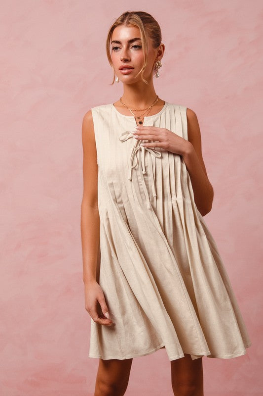 linen pleated dress