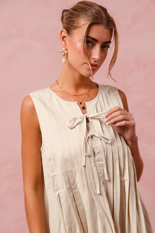 linen pleated dress