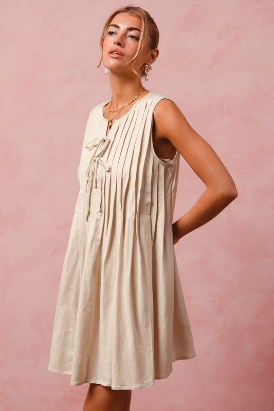 linen pleated dress