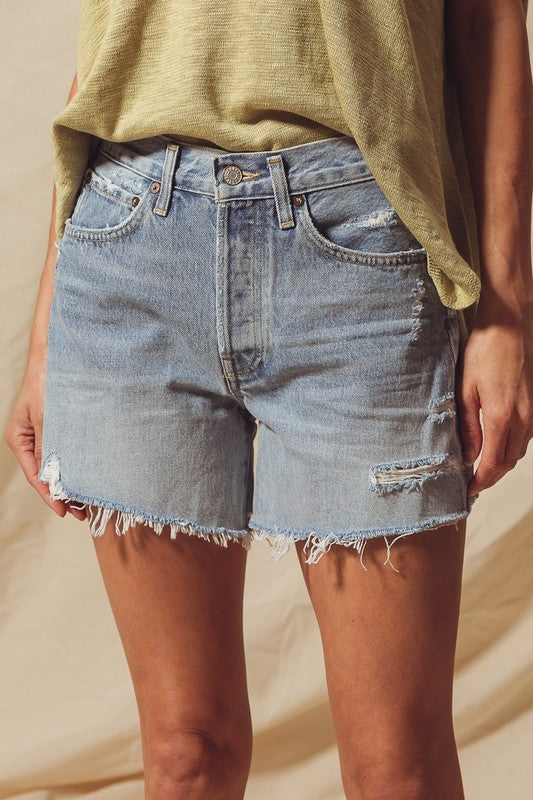 distressed denim shorts