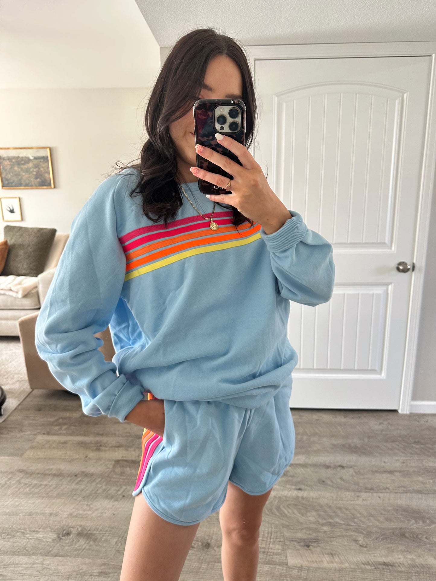 matching rainbow stripe set