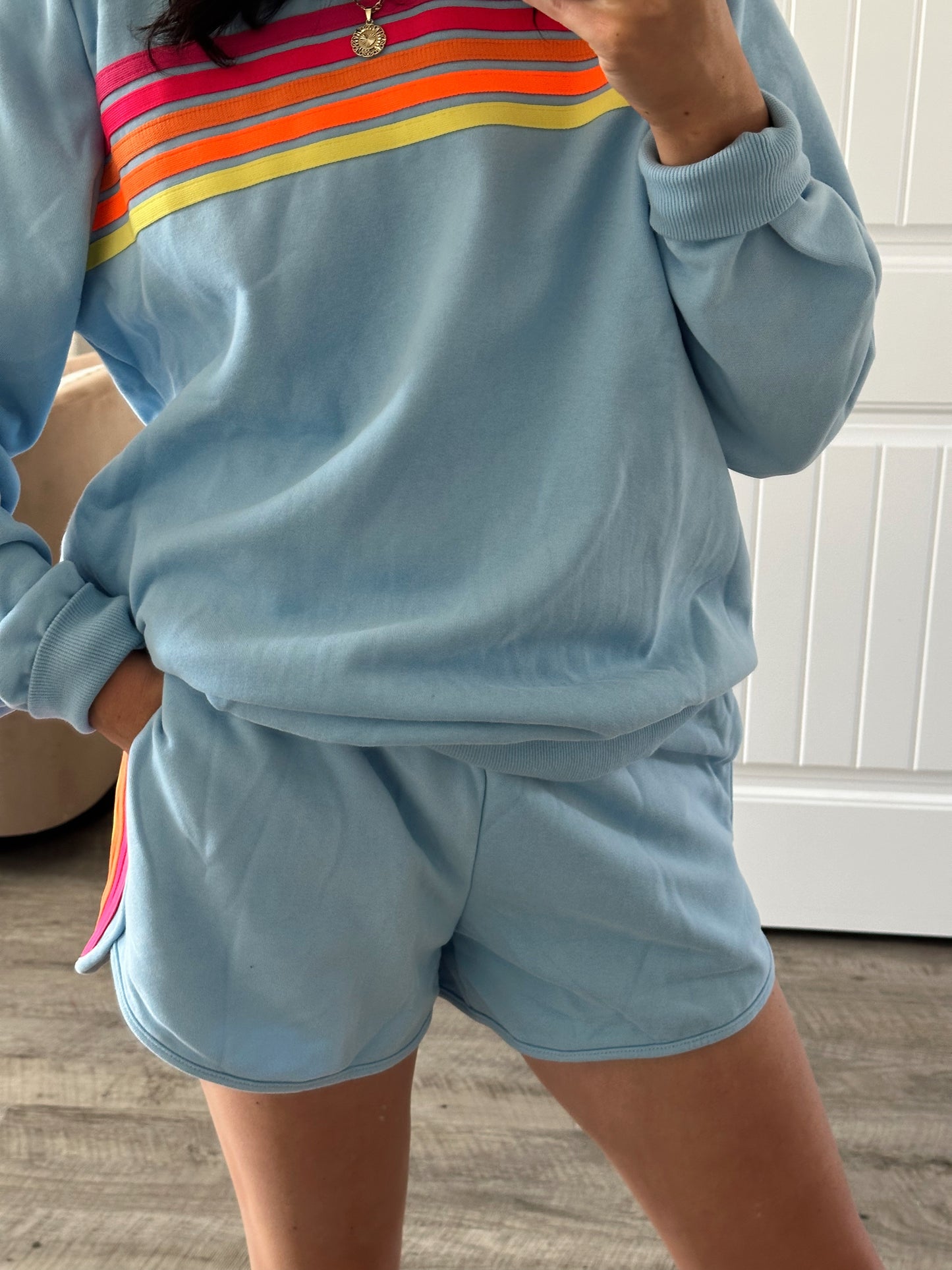 matching rainbow stripe set