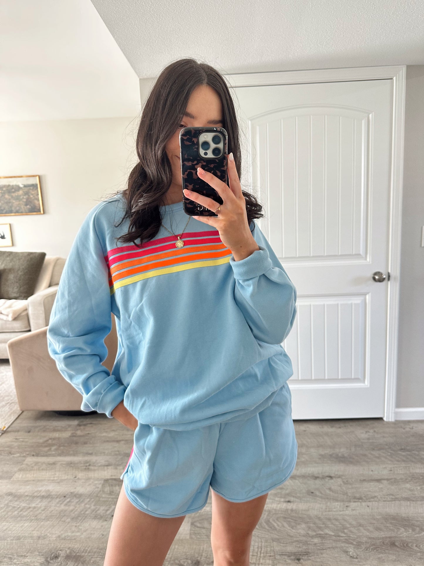 matching rainbow stripe set