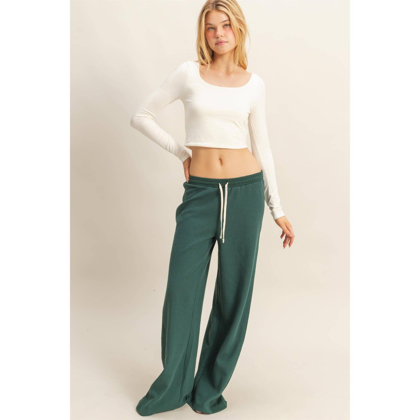 forest green waffle pants