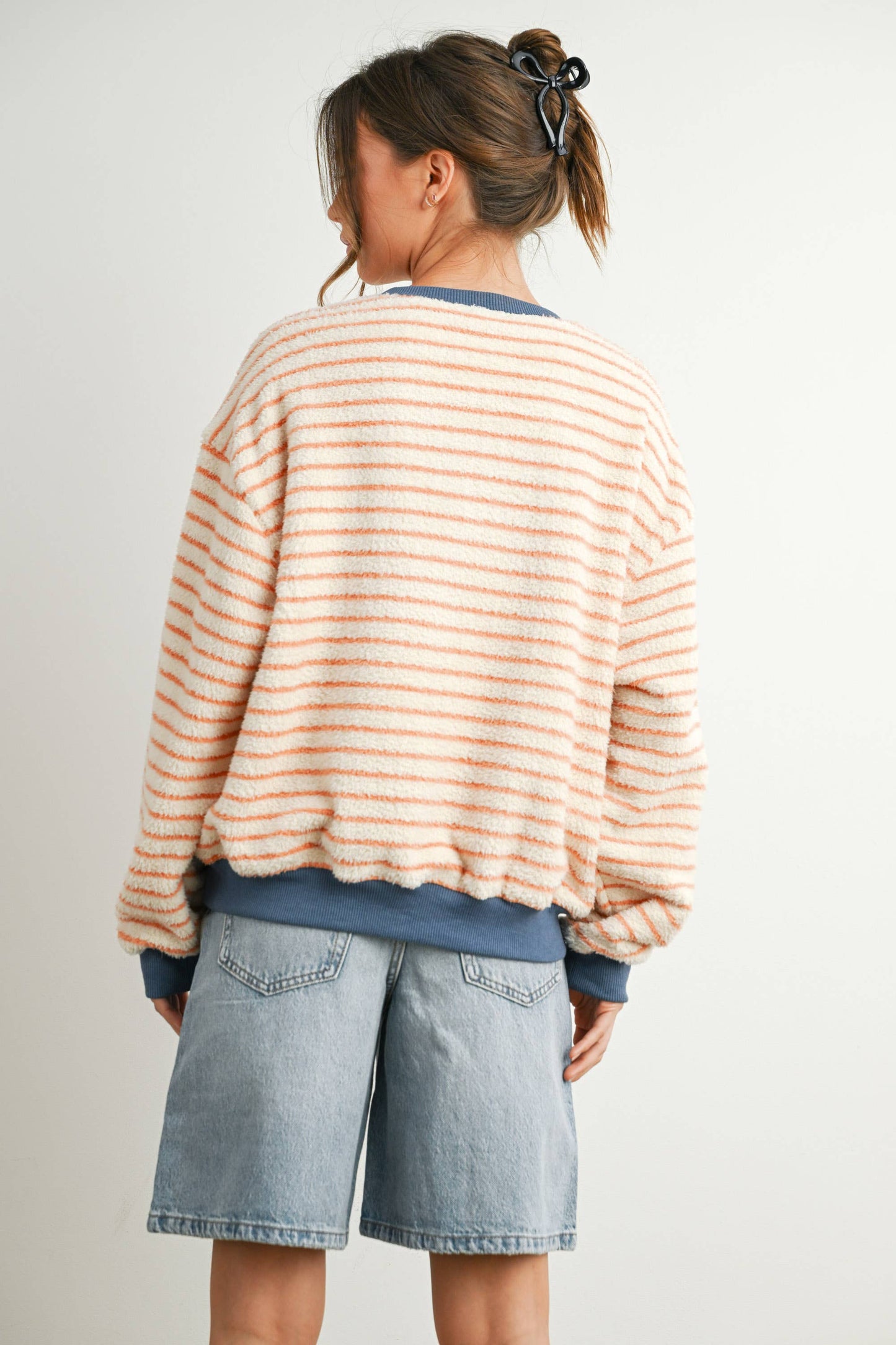 striped oversized crewneck