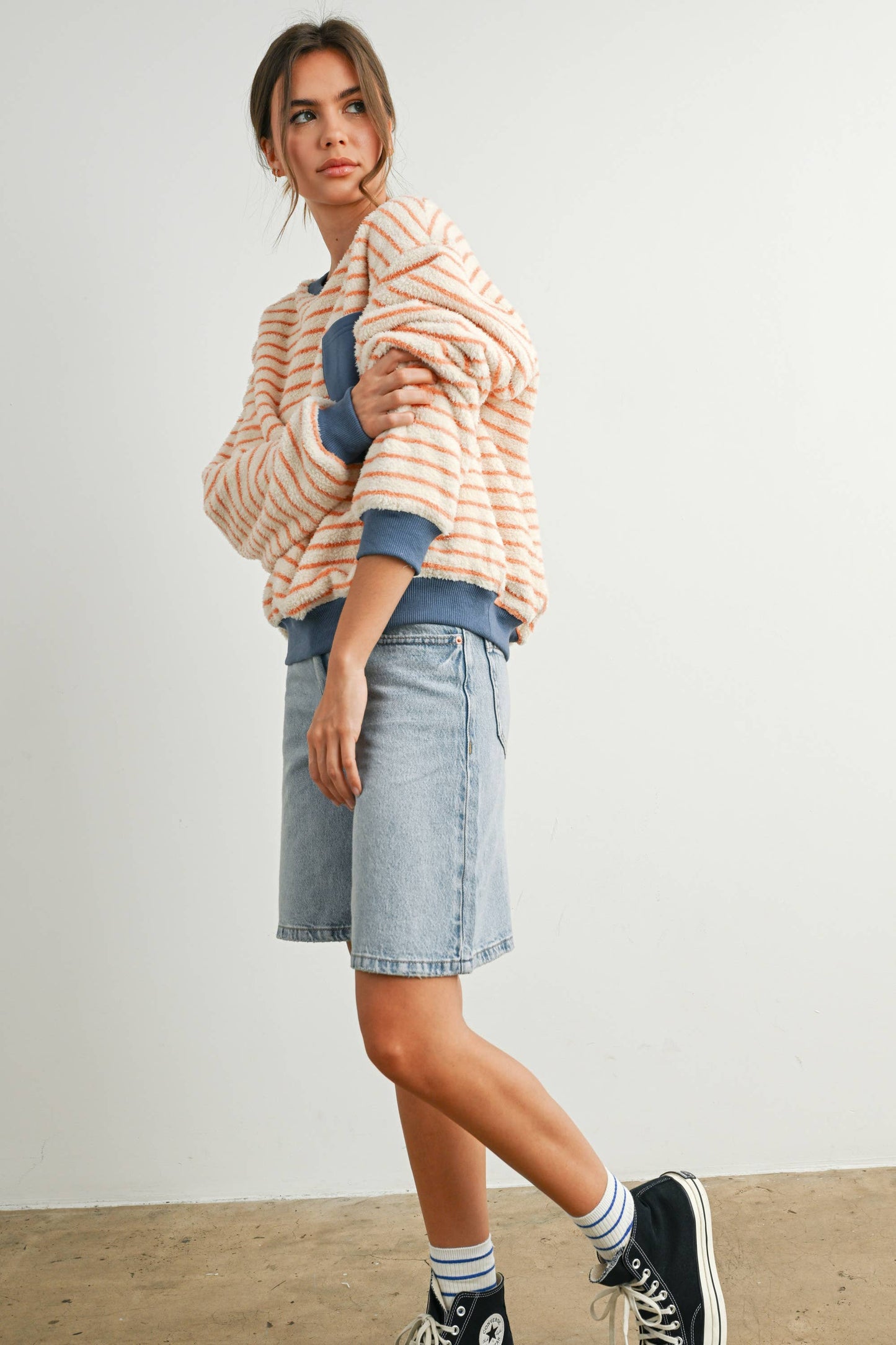 striped oversized crewneck