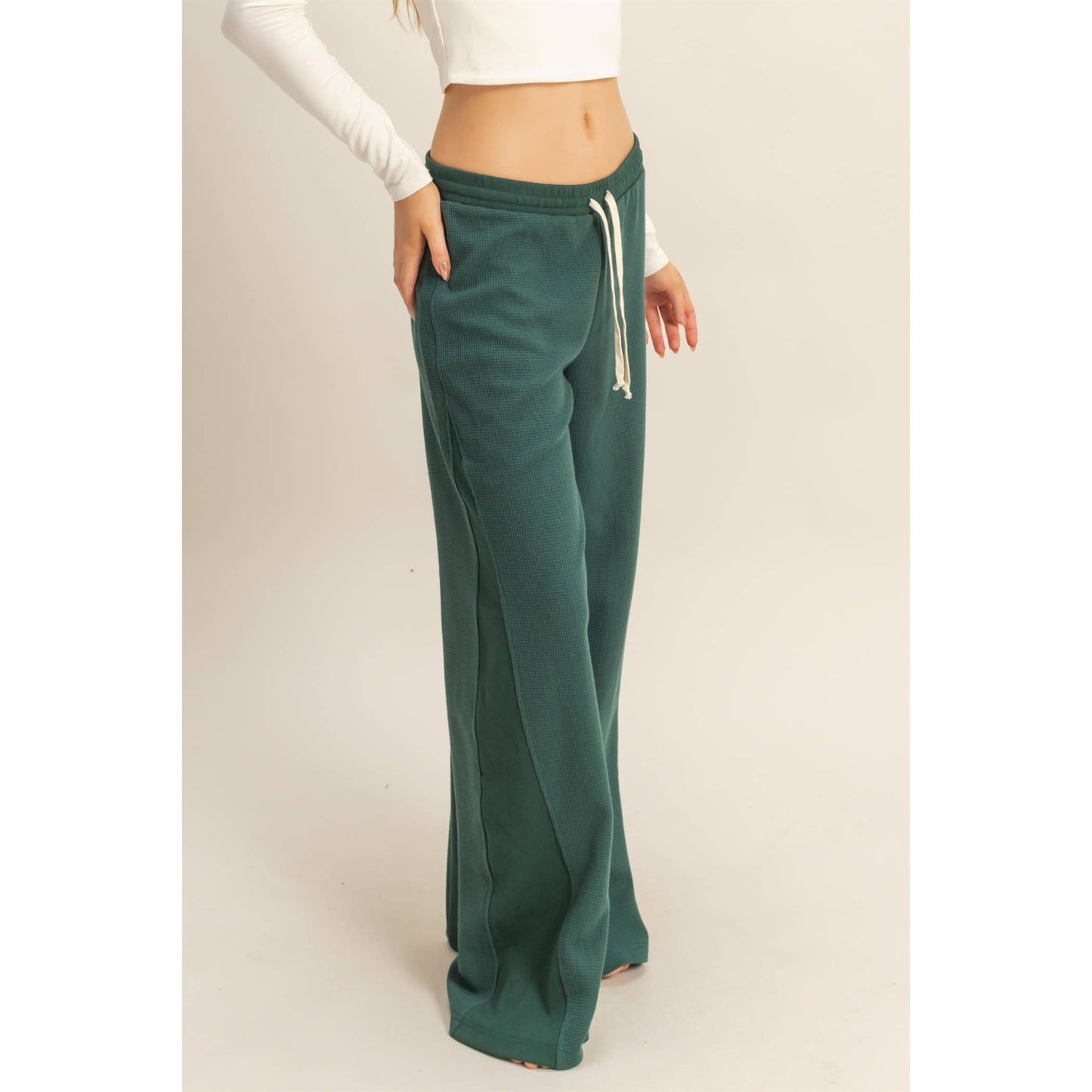 forest green waffle pants