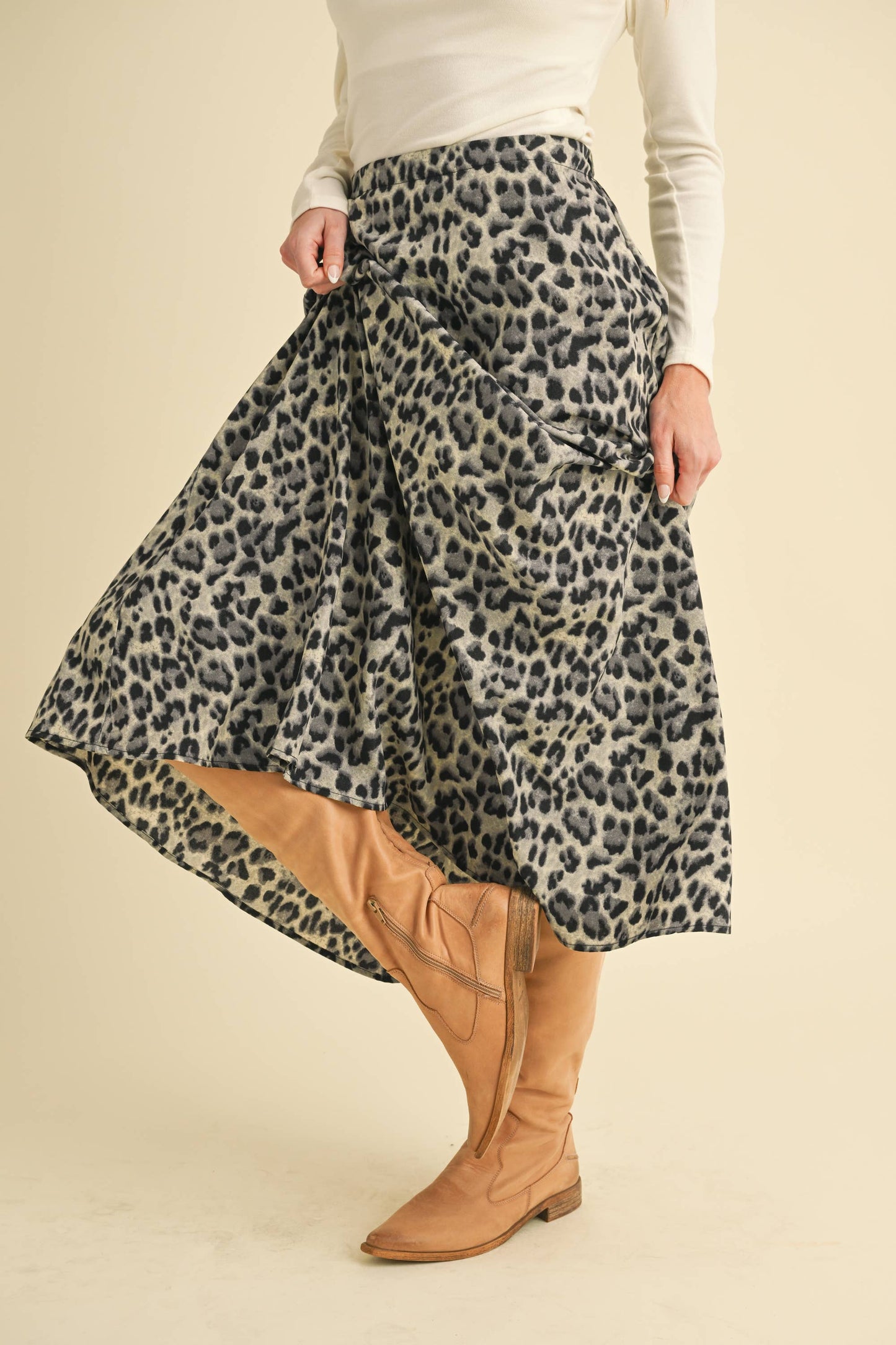 leopard maxi skirt