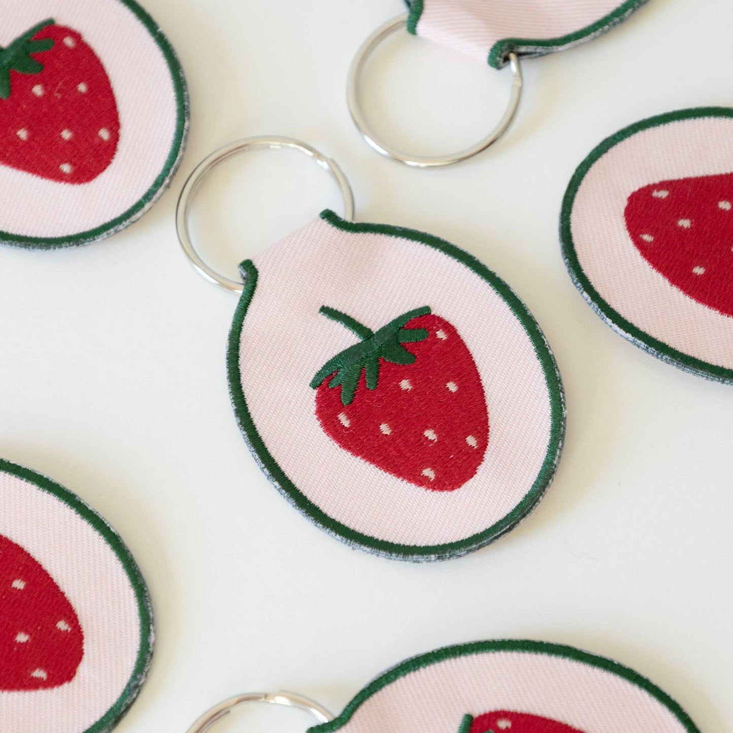 Strawberry Embroidered Keychain