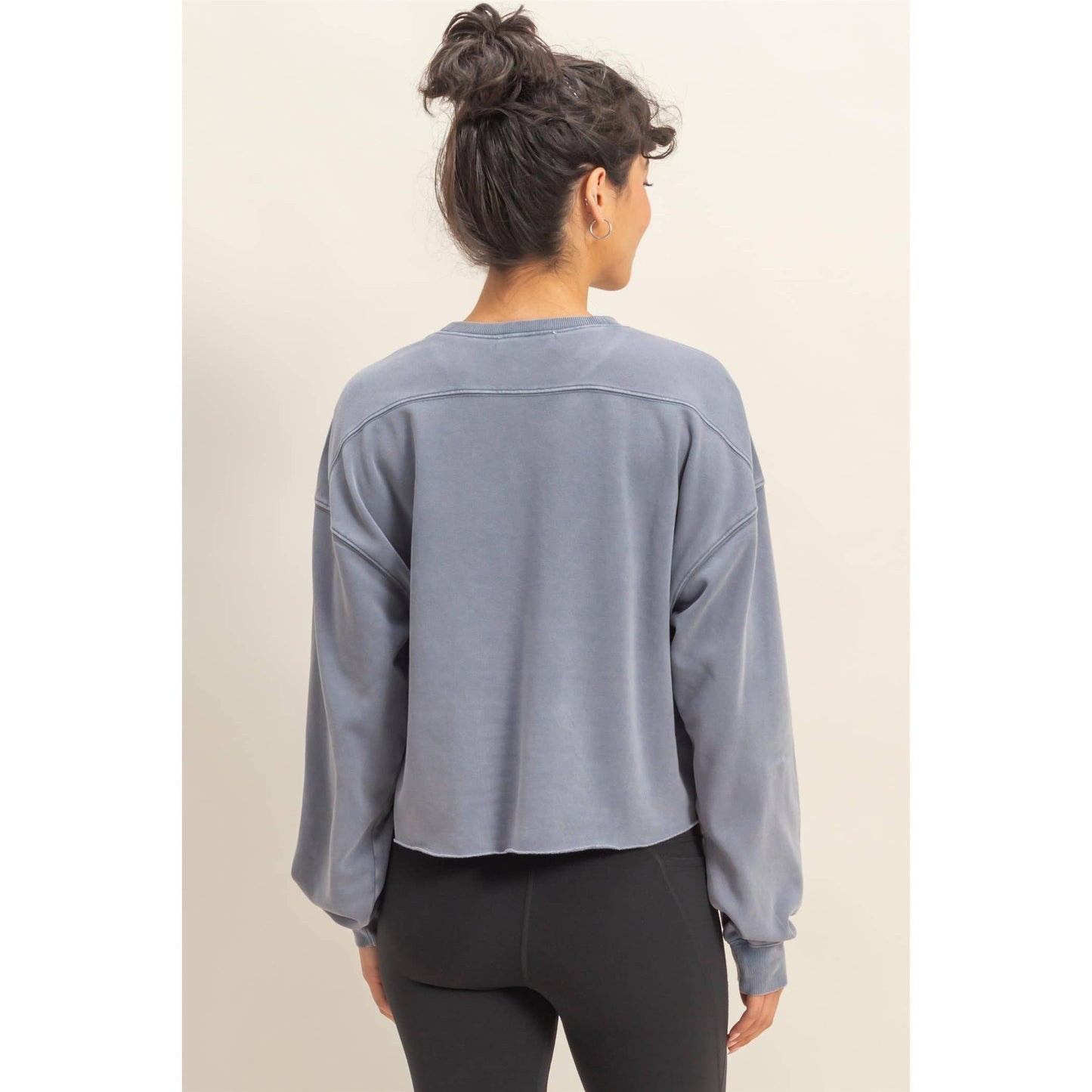 mineral washed blue crewneck
