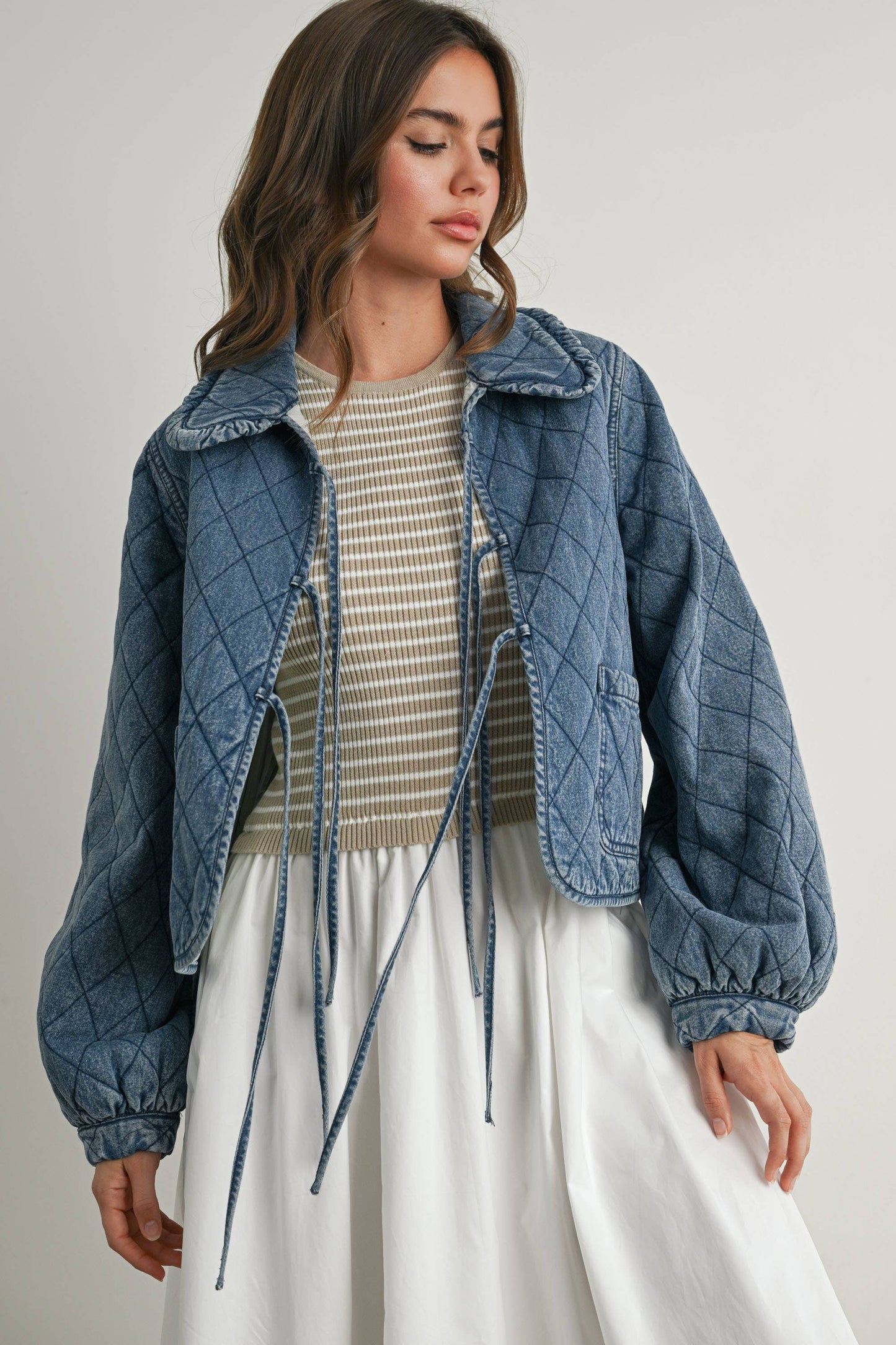 quilted tie-front jacket