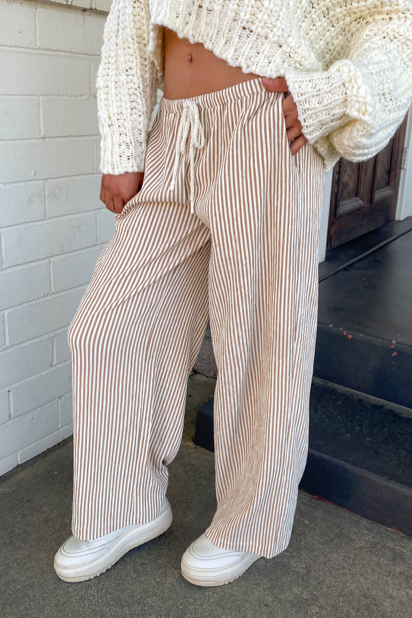 brown pin striped pants