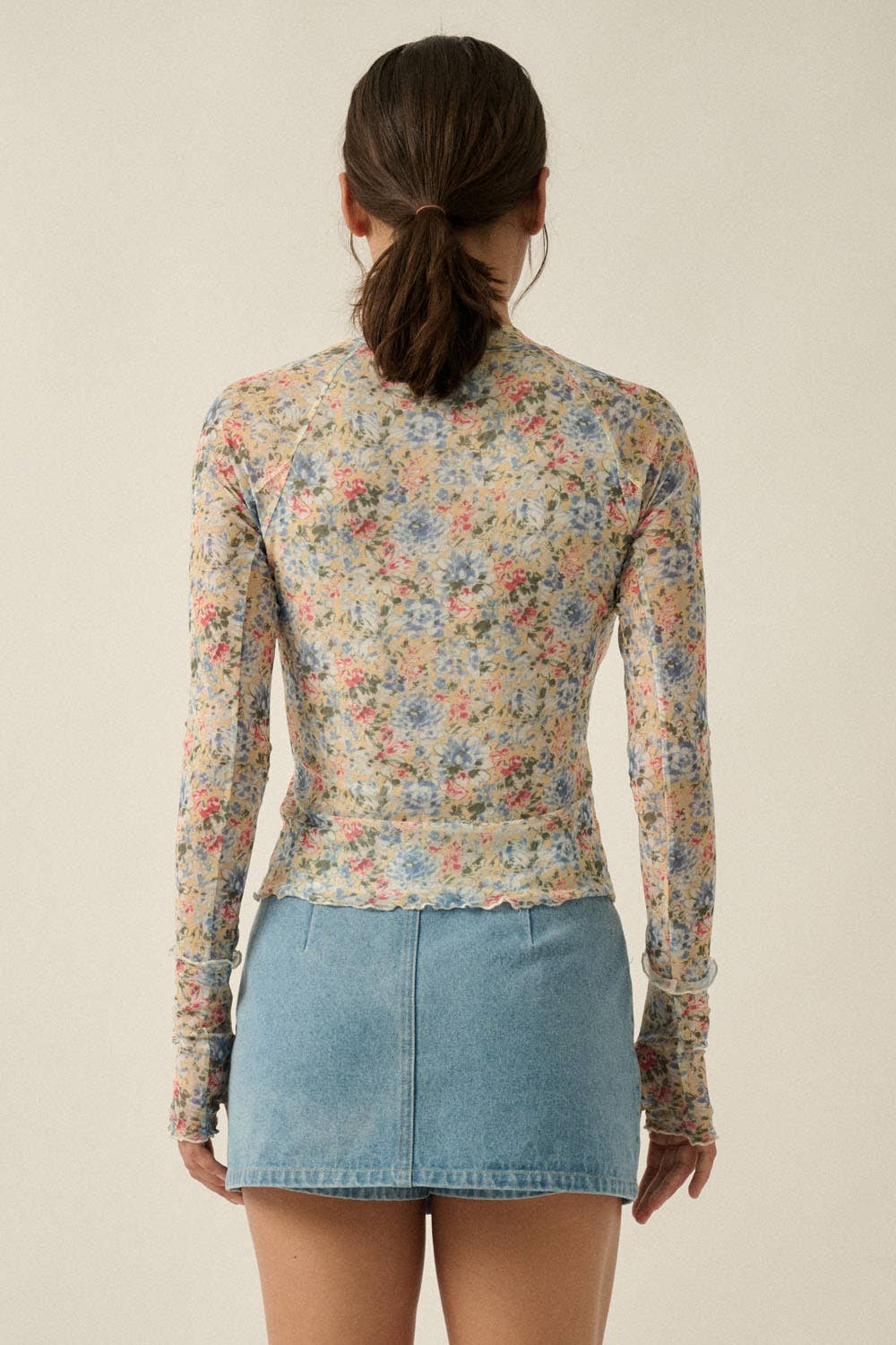 floral mesh long sleeve