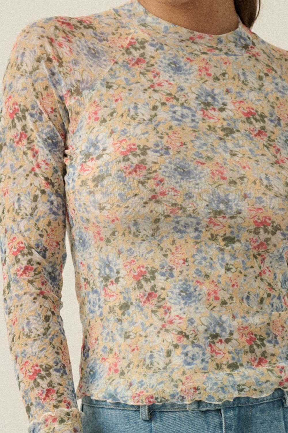 floral mesh long sleeve