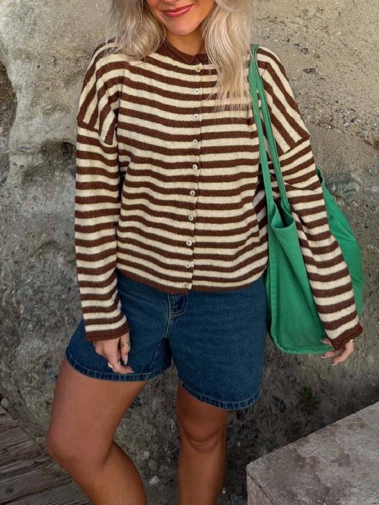 espresso striped cardigan