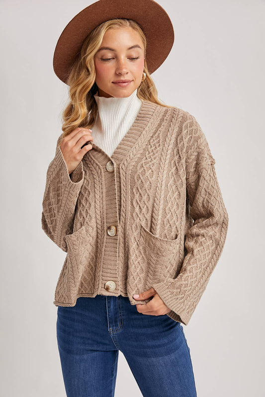 oatmeal cable knit cardigan