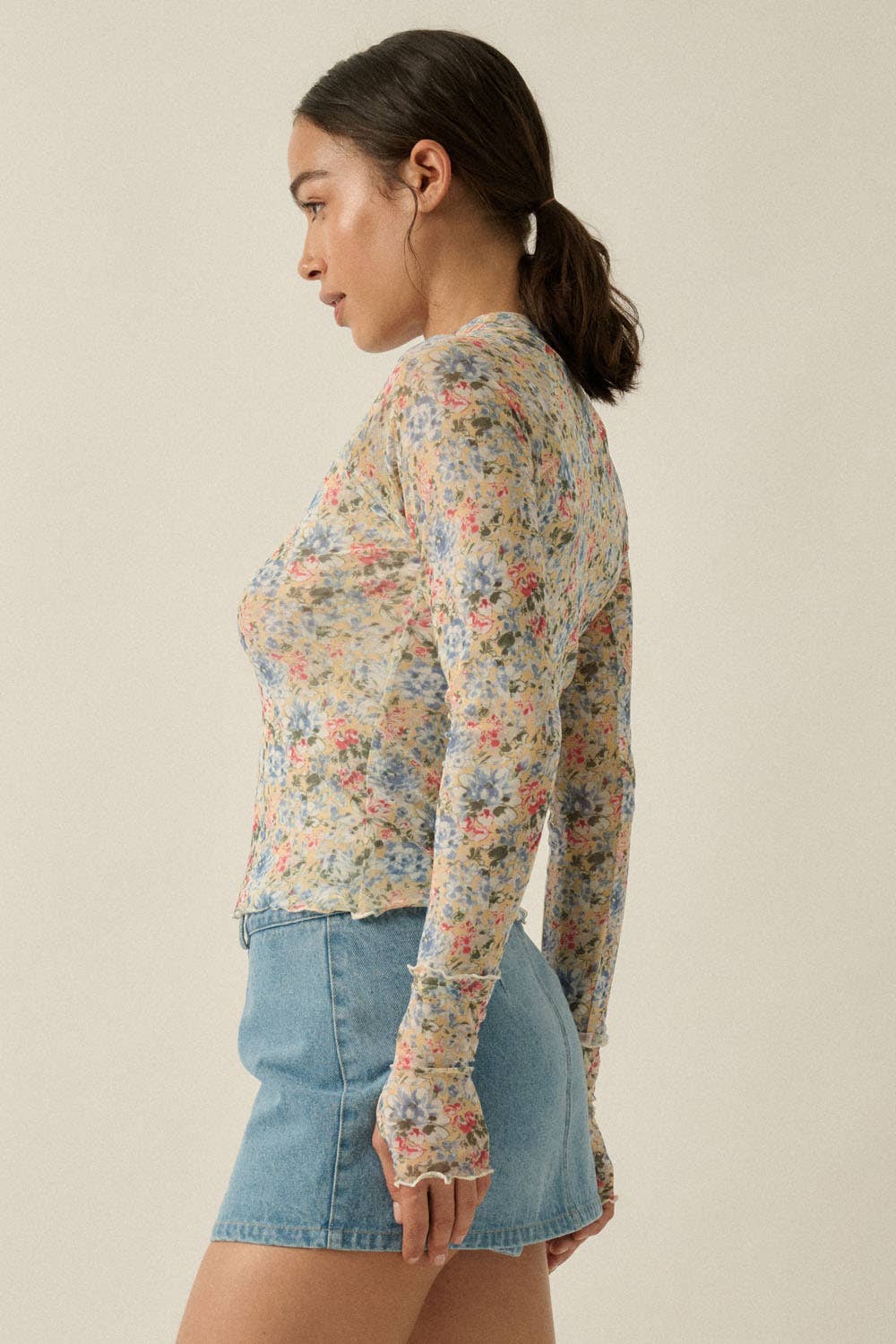 floral mesh long sleeve