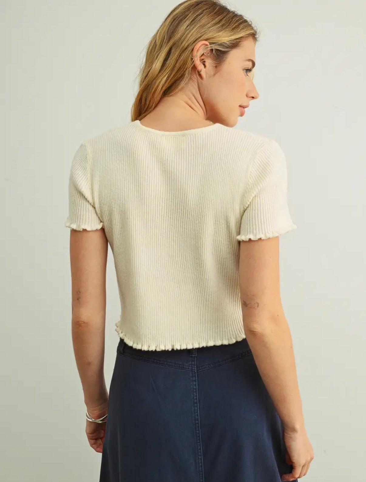 sweet cream ribbed tee