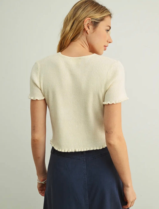 sweet cream ribbed tee