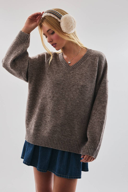 mocha v-neck sweater
