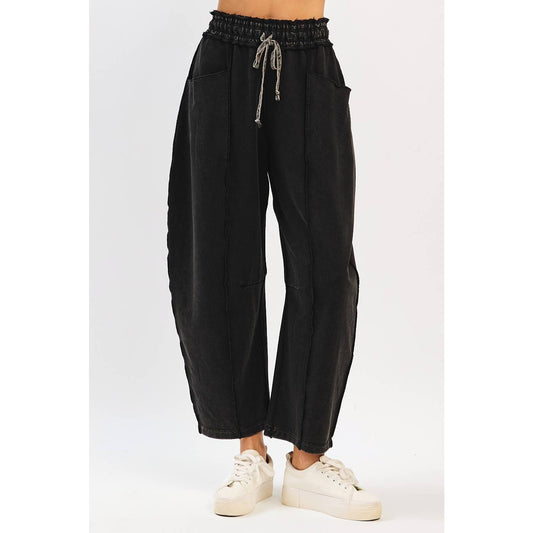 dark mineral wash barrel sweats