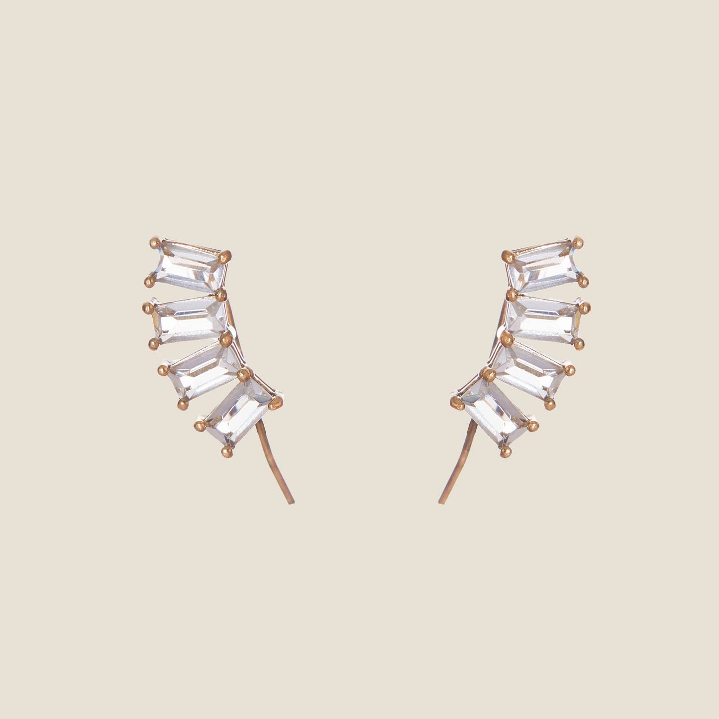 Classic Crystal Baguette Ear Climbers: One Size