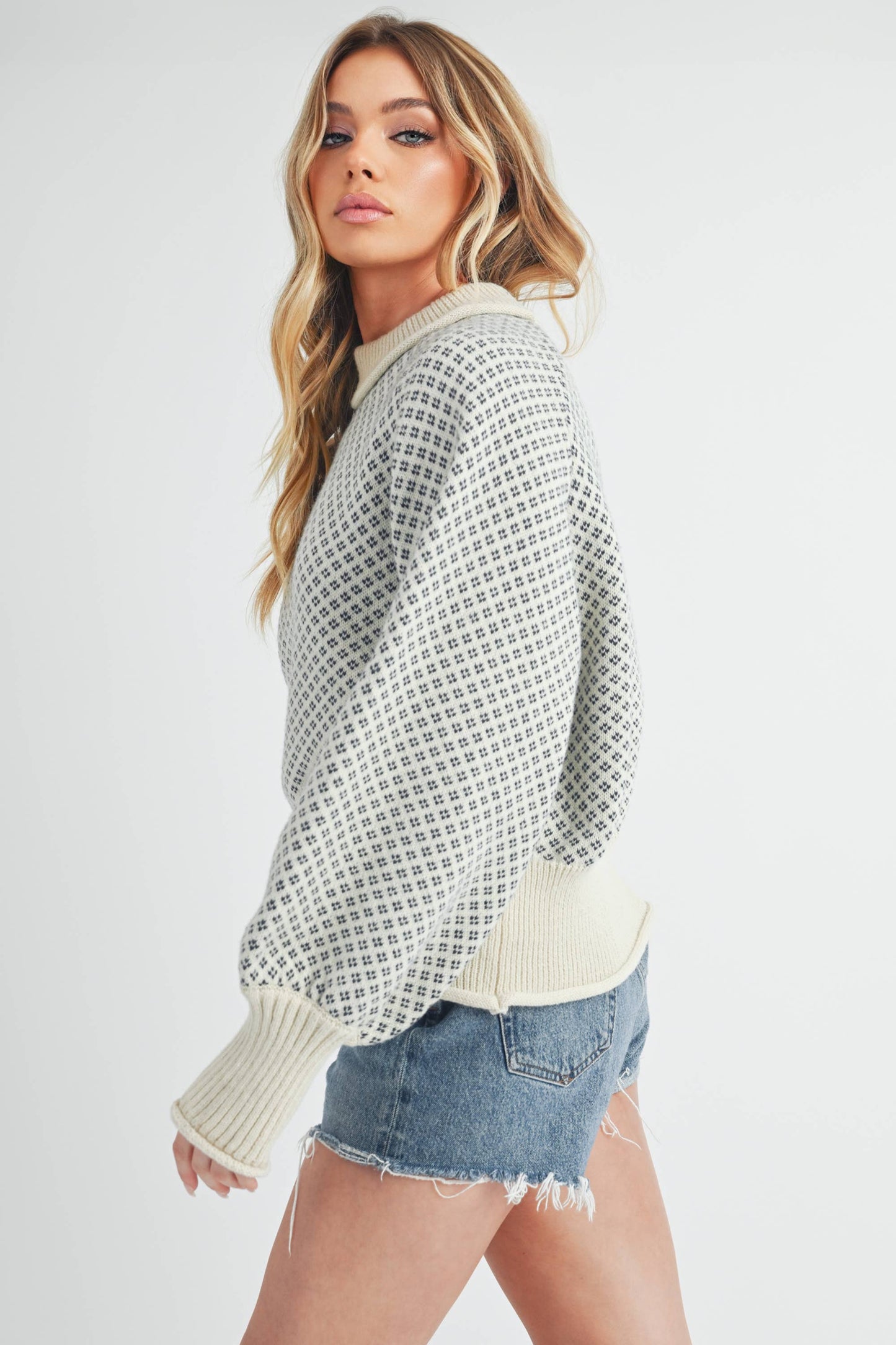 ivory stitched pullover