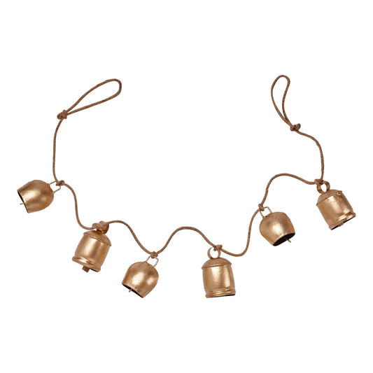 antique bells & jute rope garland